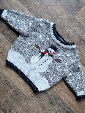 Vintage Koala Kids Snowman Sweater 3/6M Baby 100% Cotton Winter Holiday